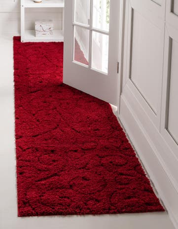 Red Botanical Shag Runner Rug
