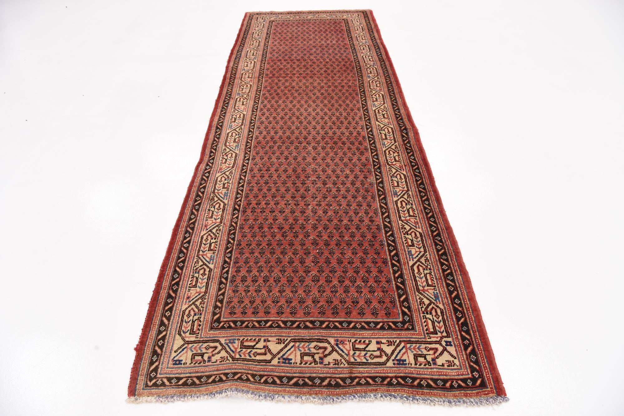 3' 6 x 10' 2 Hand Knotted Botemir Persian Wool Runner Rug