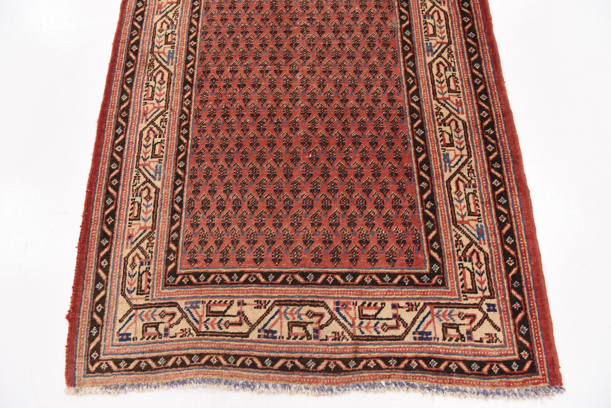 3' 6 x 10' 2 Hand Knotted Botemir Persian Wool Runner Rug