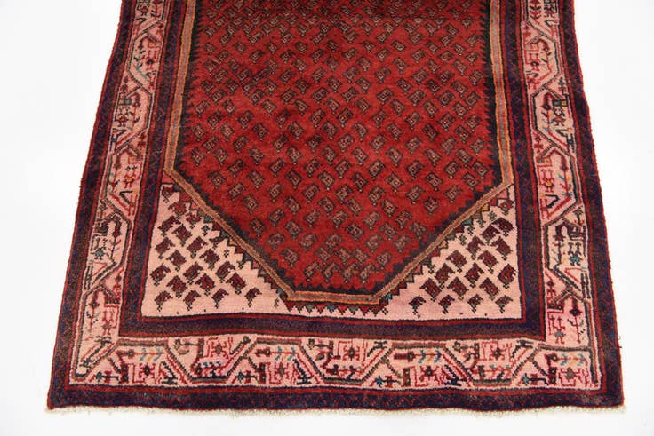 Detail image of 3' 8 x 10' 9 Hand Knotted Botemir Persian Wool Runner Rug