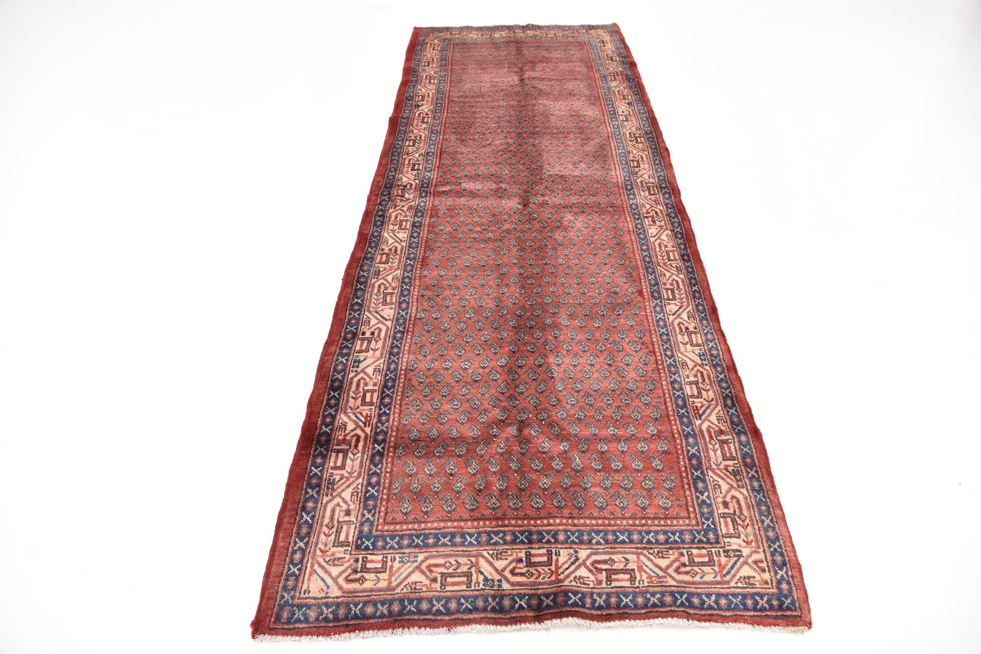 3' 9 x 10' 9 Hand Knotted Botemir Persian Wool Runner Rug