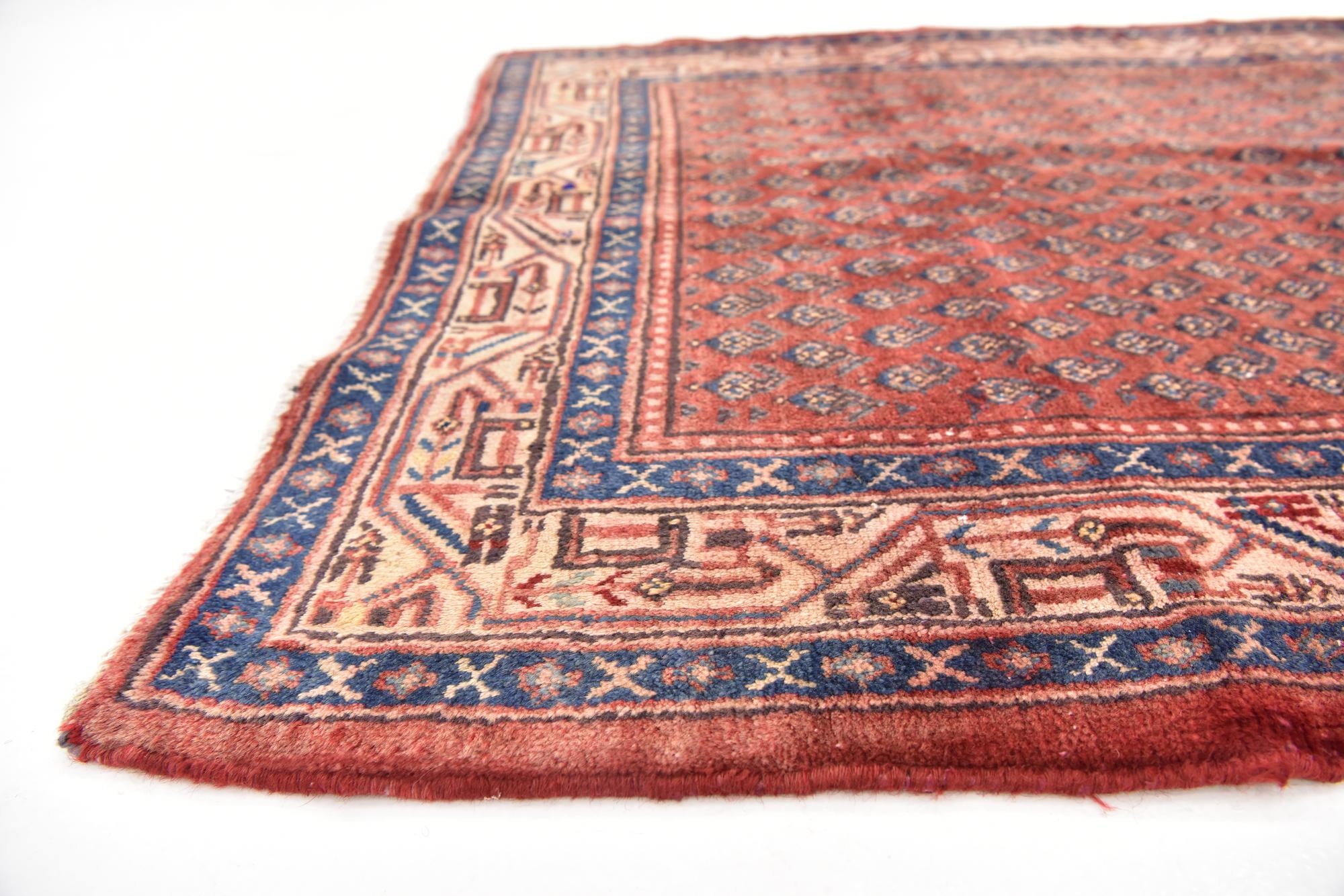 3' 9 x 10' 9 Hand Knotted Botemir Persian Wool Runner Rug