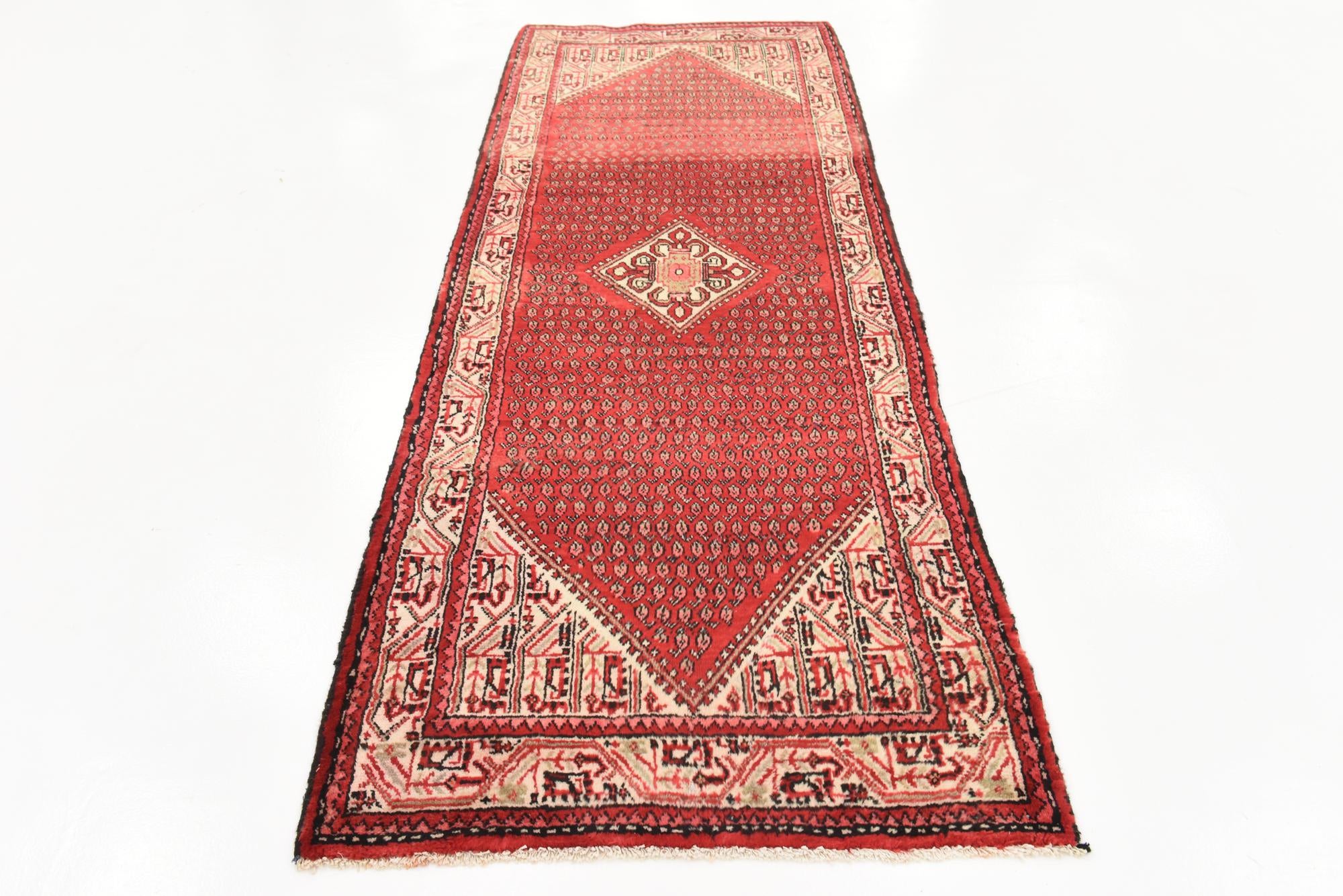 3' 6 x 9' 11 Hand Knotted Botemir Persian Wool Runner Rug