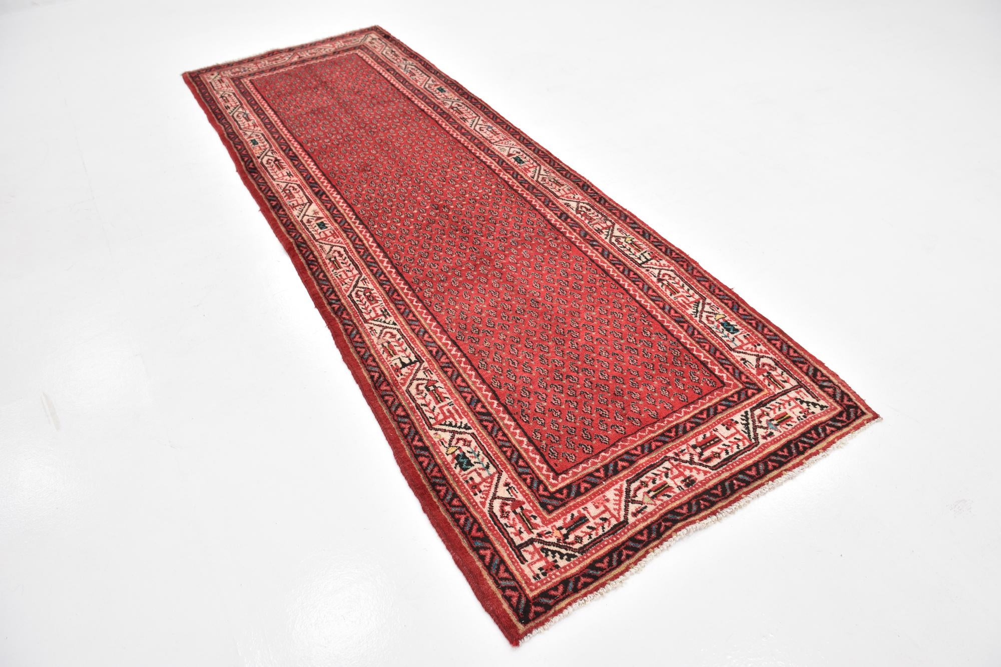 3' 6 x 10' 3 Hand Knotted Botemir Persian Wool Runner Rug