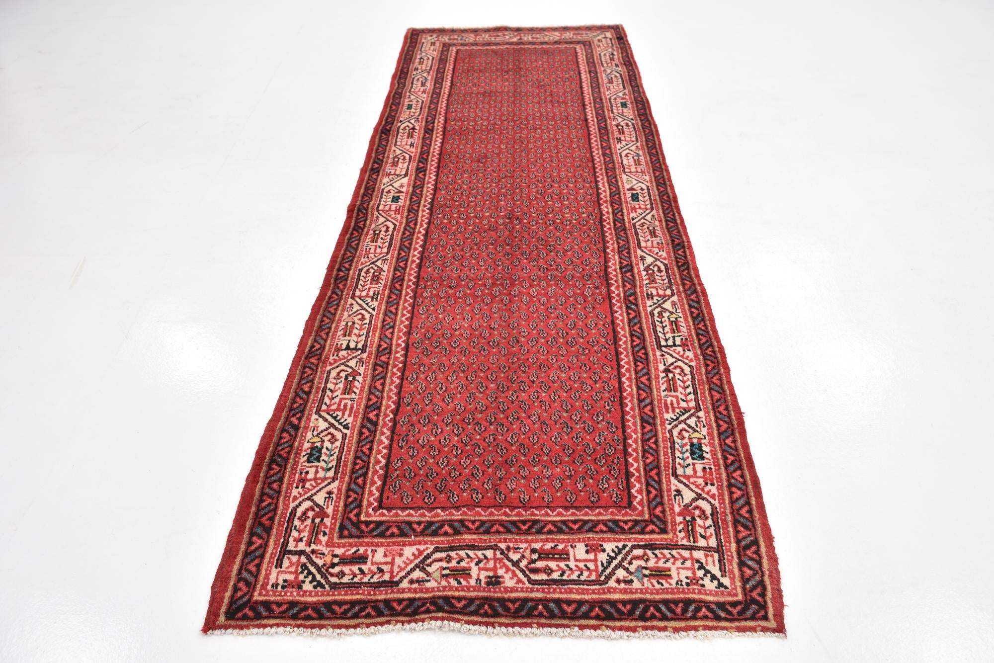 3' 6 x 10' 3 Hand Knotted Botemir Persian Wool Runner Rug