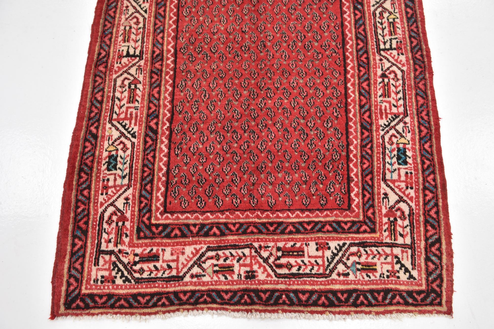 3' 6 x 10' 3 Hand Knotted Botemir Persian Wool Runner Rug