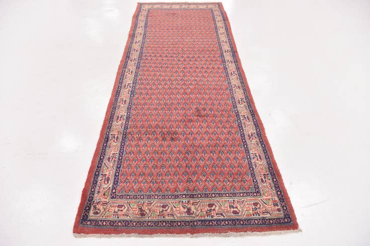 Detail image of 3' 10 x 10' 8 Hand Knotted Botemir Persian Wool Runner Rug