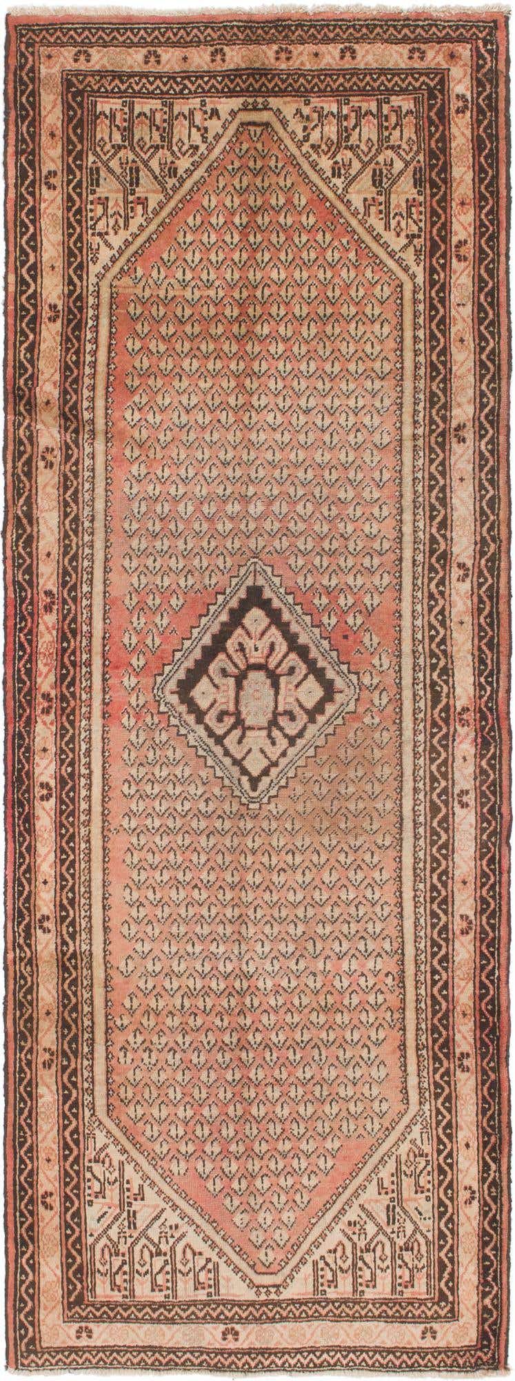 3' 7 x 10' 2 Hand Knotted Botemir Persian Wool Runner Rug
