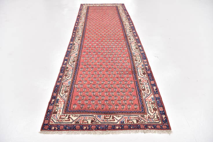 Detail image of 3' 7 x 11' Hand Knotted Botemir Persian Wool Runner Rug