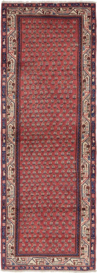 Detail image of 3' 7 x 11' Hand Knotted Botemir Persian Wool Runner Rug
