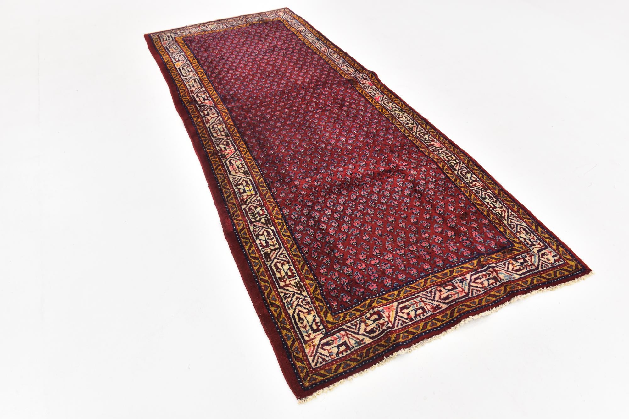 3' 10 x 9' 6 Hand Knotted Botemir Persian Wool Runner Rug