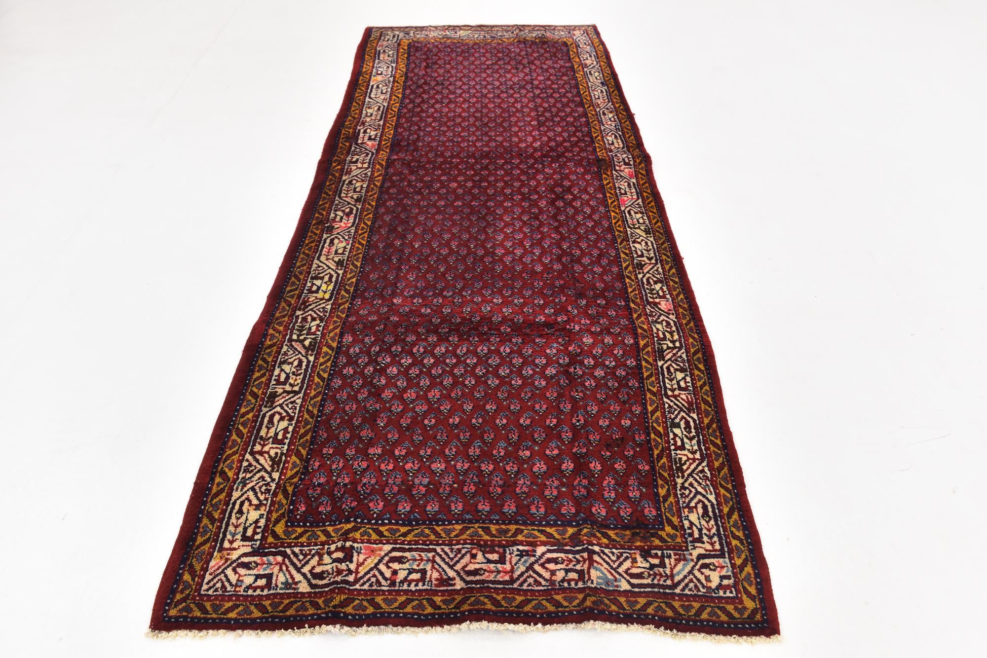 3' 10 x 9' 6 Hand Knotted Botemir Persian Wool Runner Rug