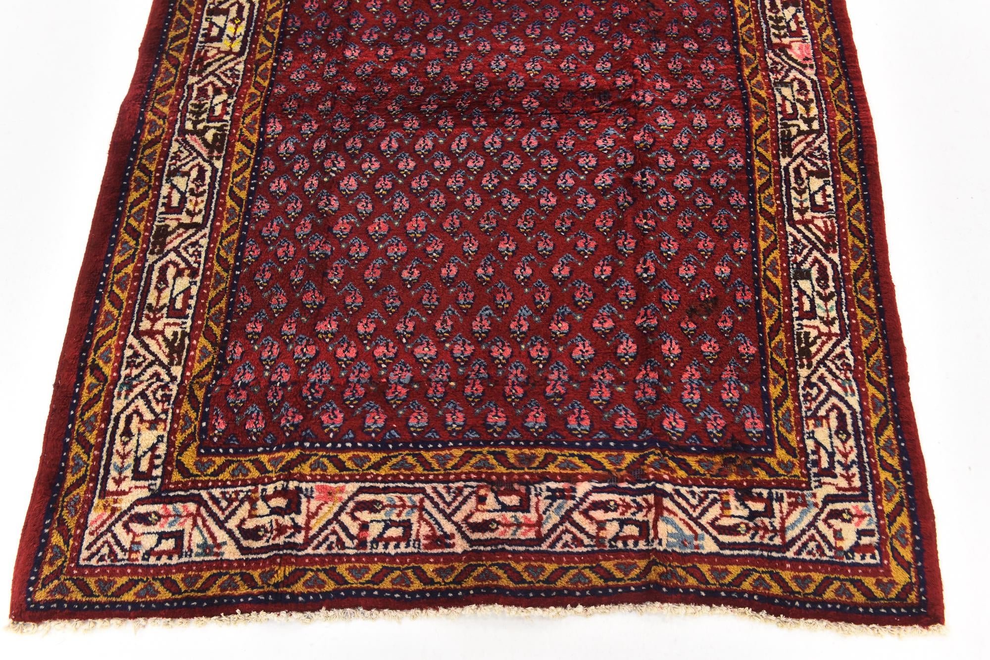 3' 10 x 9' 6 Hand Knotted Botemir Persian Wool Runner Rug