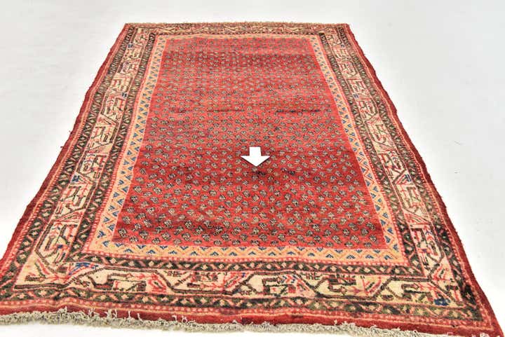 4' 5 x 7' 8 Hand Knotted Botemir Persian Wool Runner Rug