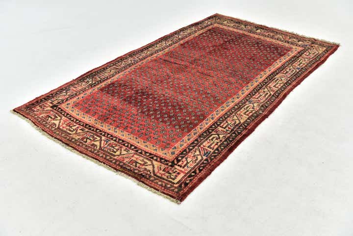 4' 5 x 7' 8 Hand Knotted Botemir Persian Wool Runner Rug