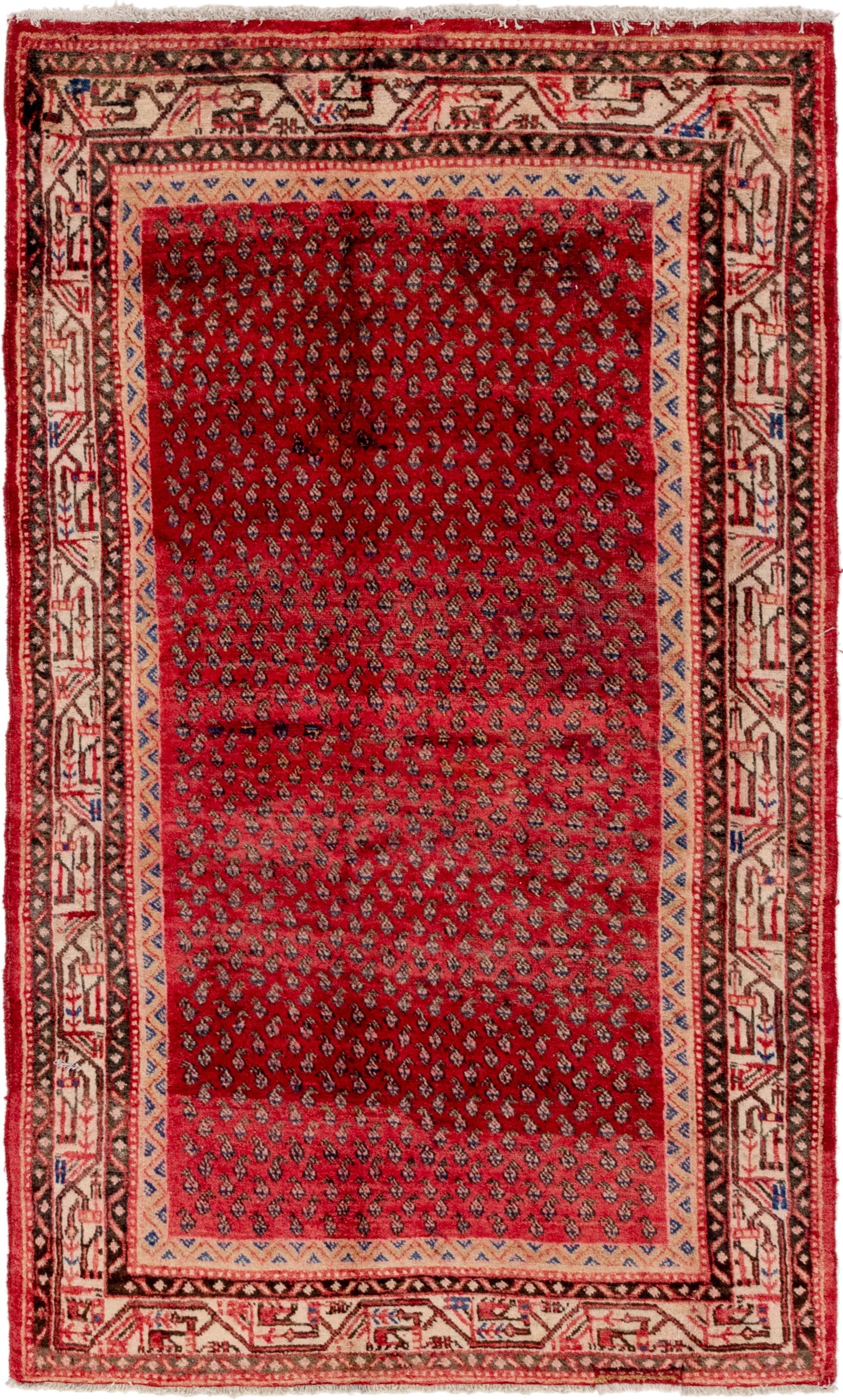 4' 5 x 7' 8 Hand Knotted Botemir Persian Wool Runner Rug