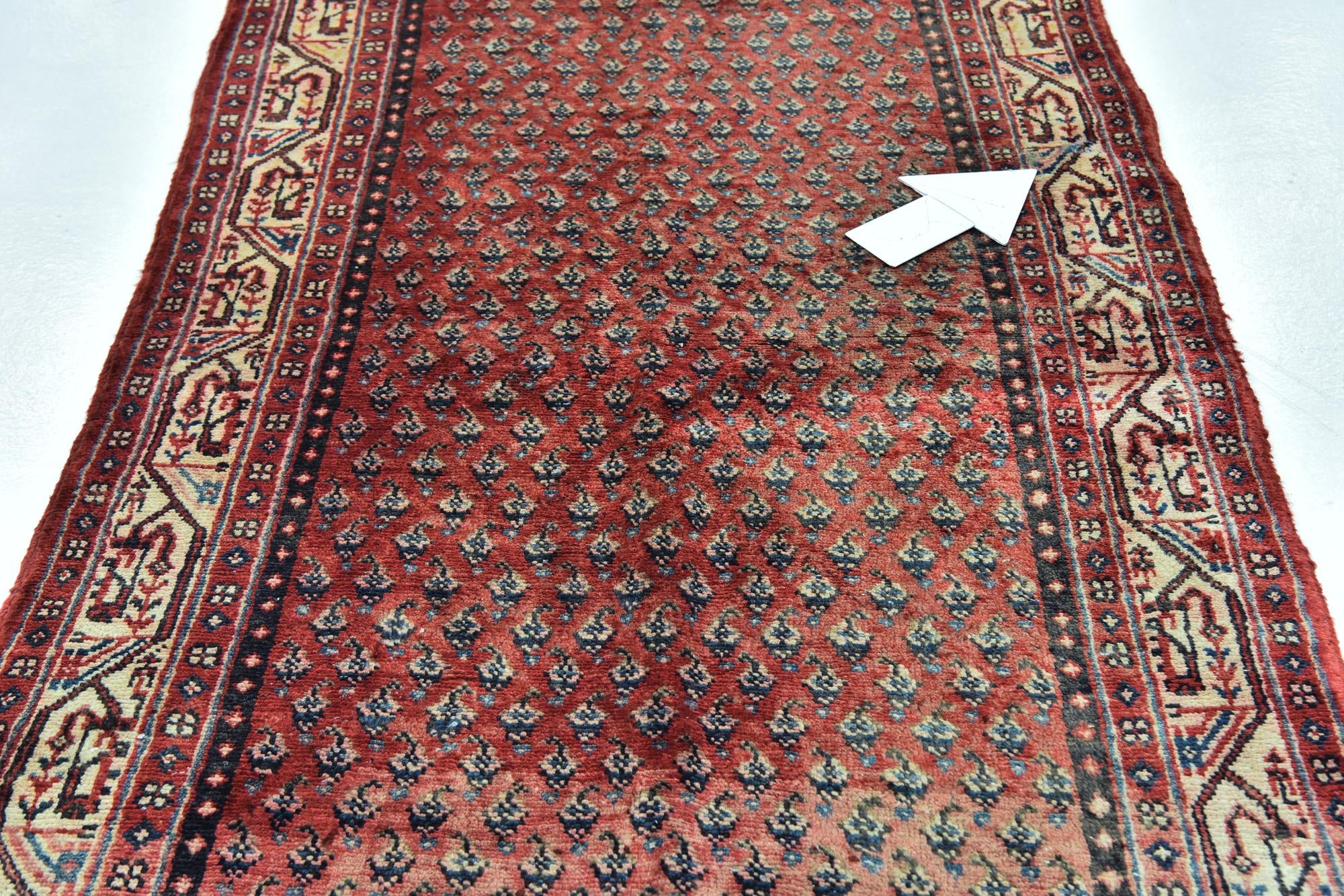 3' 7 x 9' 10 Hand Knotted Botemir Persian Wool Runner Rug
