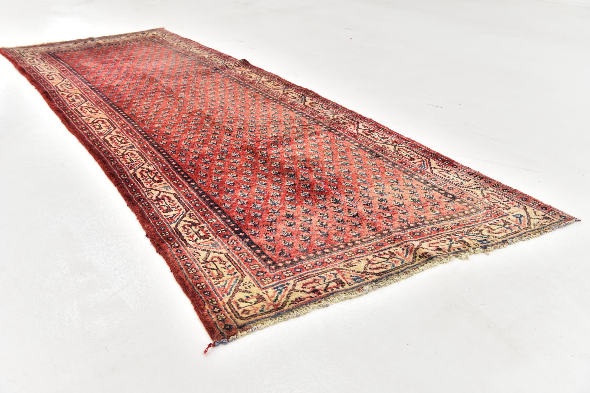 3' 7 x 9' 10 Hand Knotted Botemir Persian Wool Runner Rug