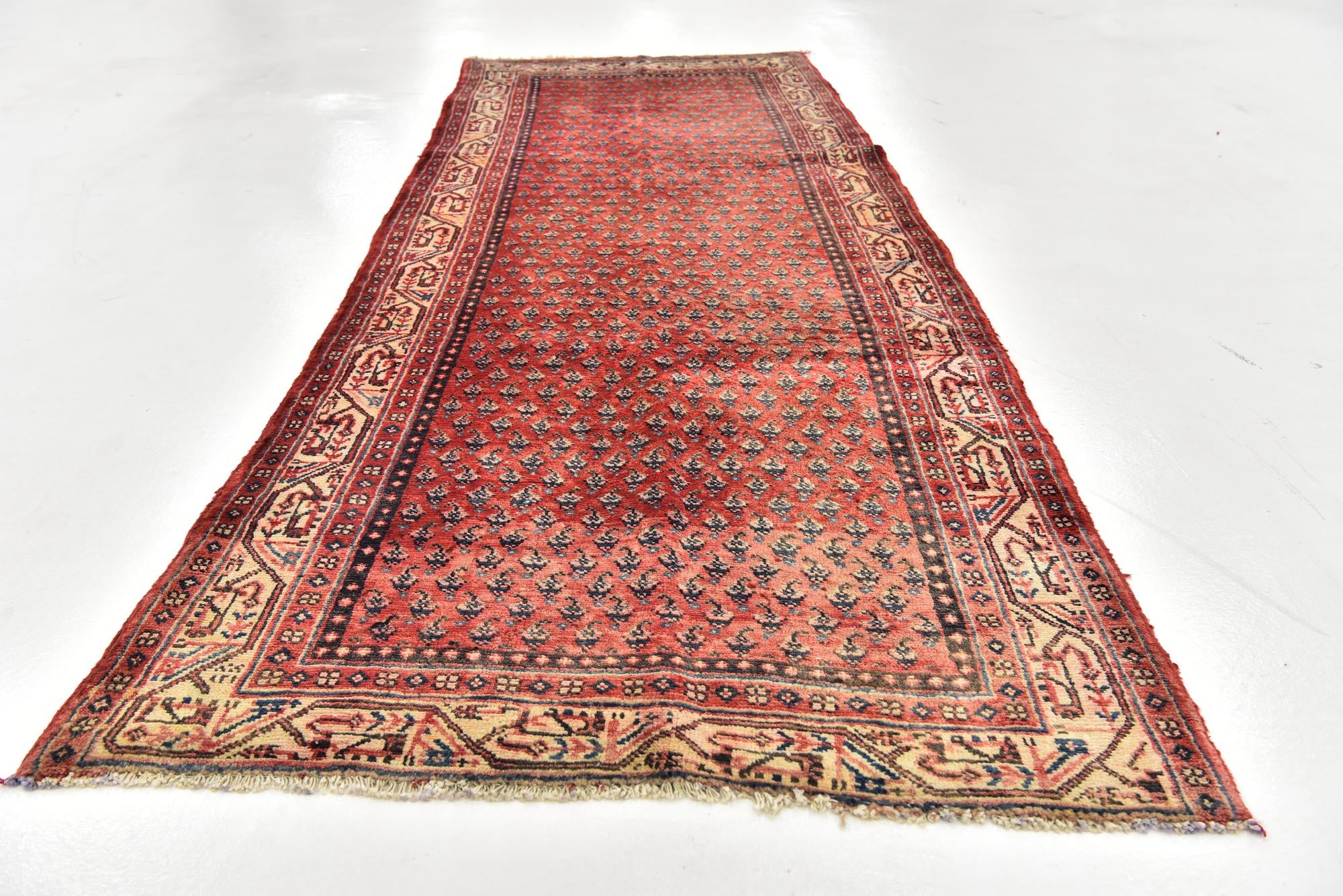 3' 7 x 9' 10 Hand Knotted Botemir Persian Wool Runner Rug