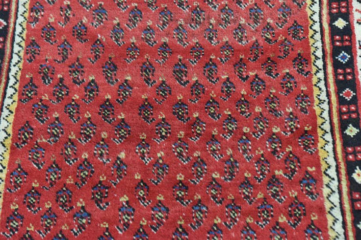 Detail image of 3' 6 x 13' 7 Hand Knotted Botemir Persian Wool Runner Rug