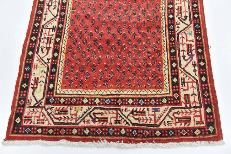 Detail image of 3' 6 x 13' 7 Hand Knotted Botemir Persian Wool Runner Rug