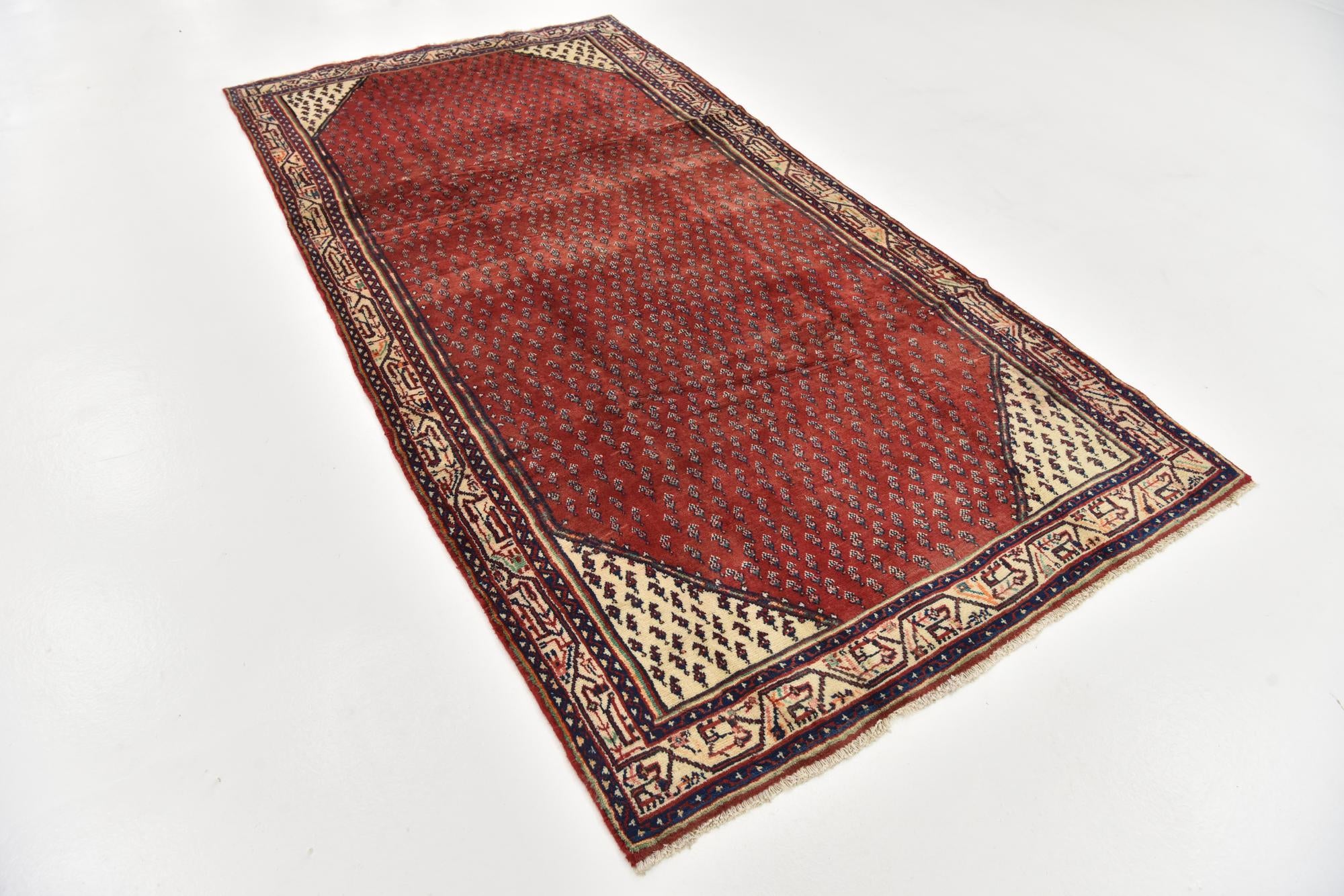 4' 10 x 9' 6 Hand Knotted Botemir Persian Wool Runner Rug