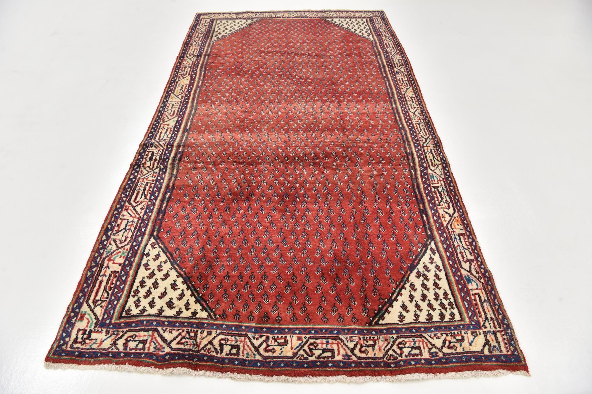 4' 10 x 9' 6 Hand Knotted Botemir Persian Wool Runner Rug
