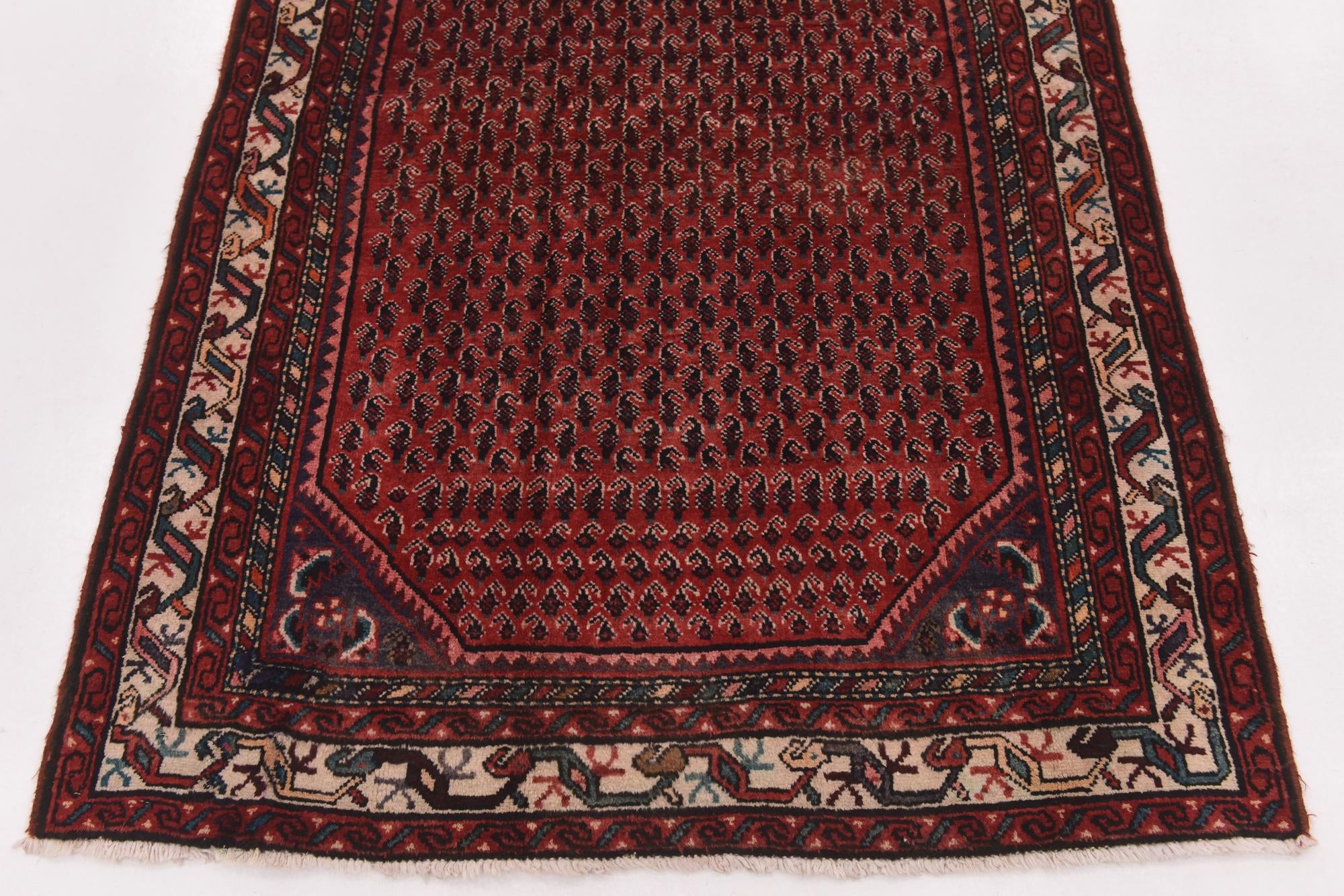 4' 2 x 9' 6 Hand Knotted Botemir Persian Wool Runner Rug
