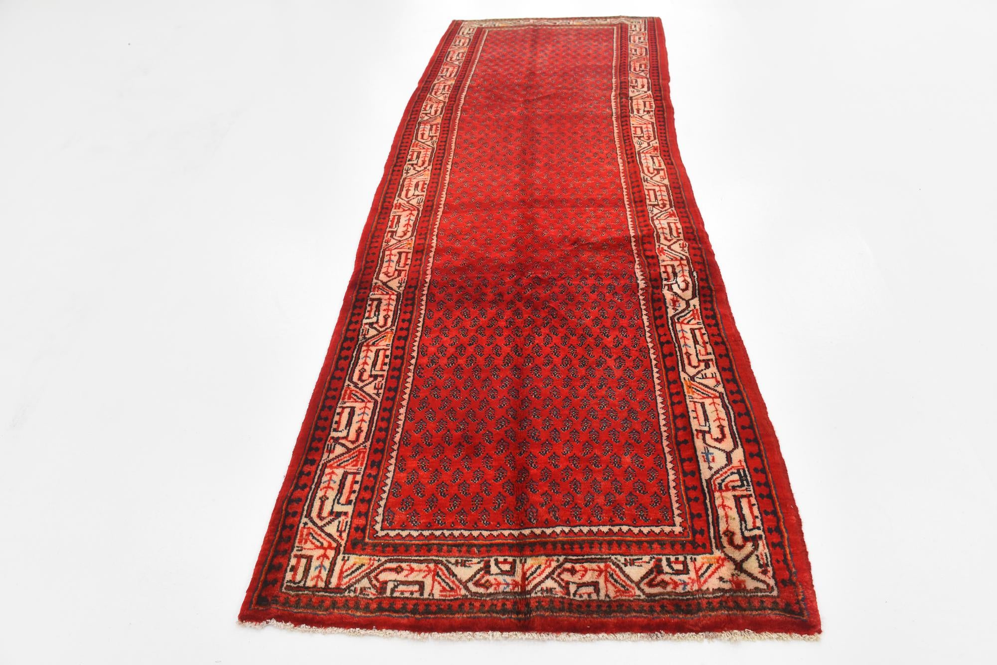 3' 9 x 10' 9 Hand Knotted Botemir Persian Wool Runner Rug