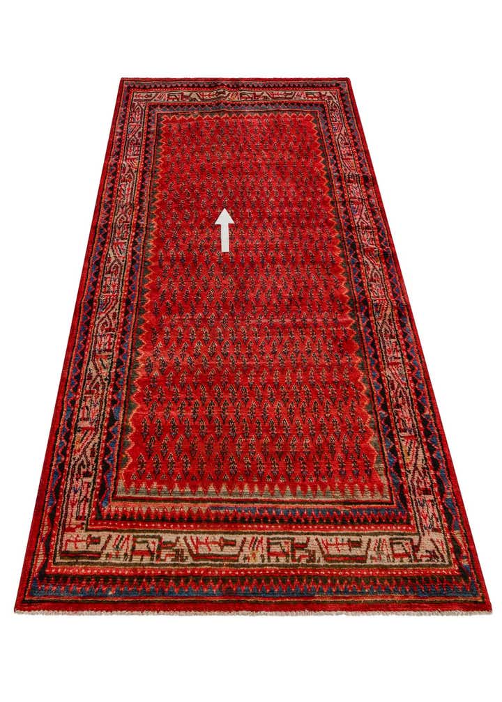 4' 7 x 9' 4 Hand Knotted Botemir Persian Wool Runner Rug