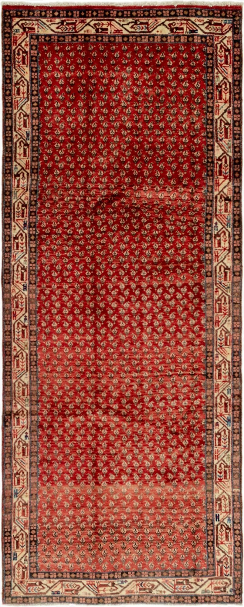 4' 3 x 10' 8  Hand Knotted Botemir Persian Wool Runner Rug