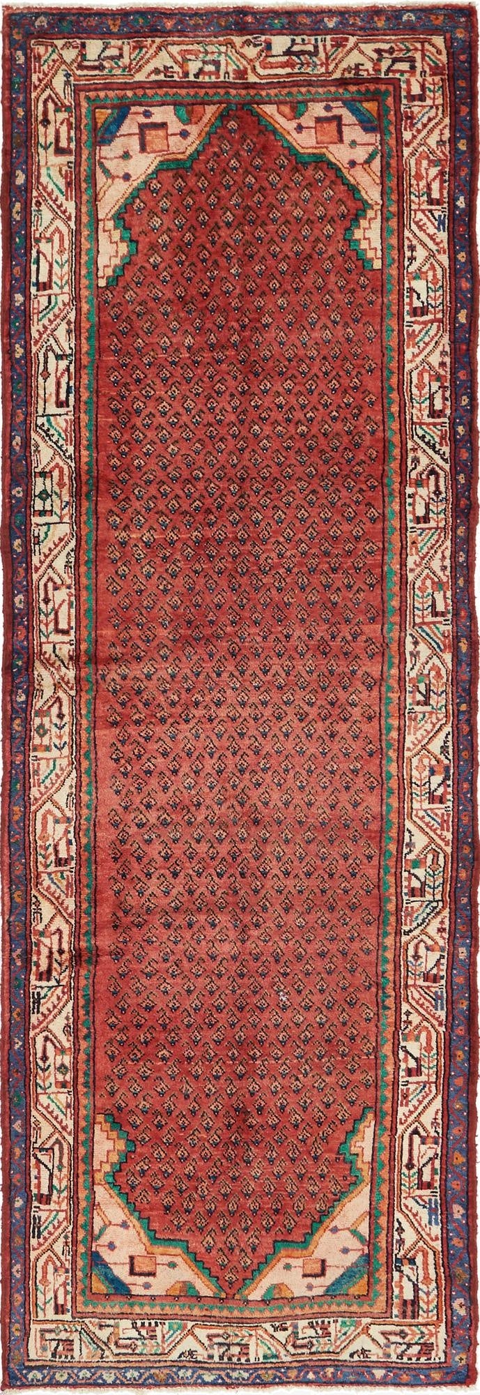 3' 5 x 10' 2  Hand Knotted Botemir Persian Wool Runner Rug