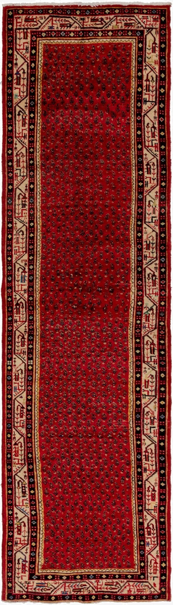 3' 6 x 13' 7  Hand Knotted Botemir Persian Wool Runner Rug