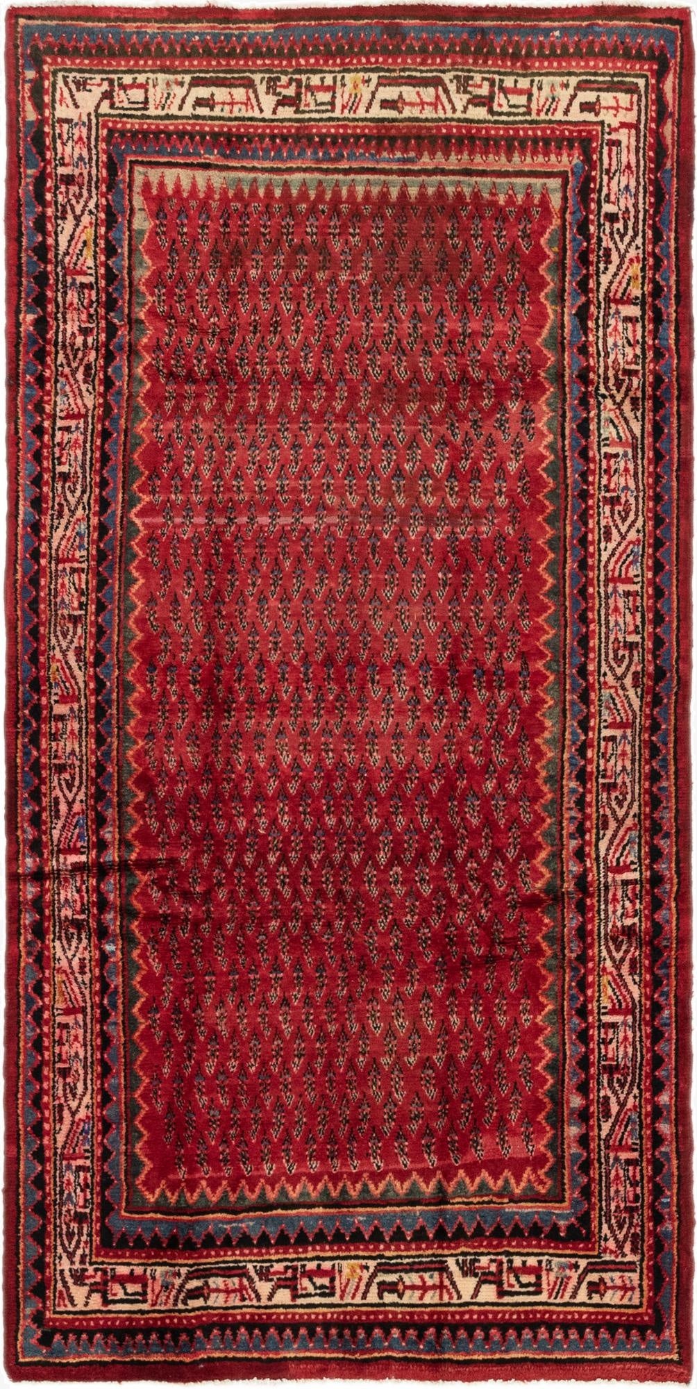4' 7 x 9' 4  Hand Knotted Botemir Persian Wool Runner Rug