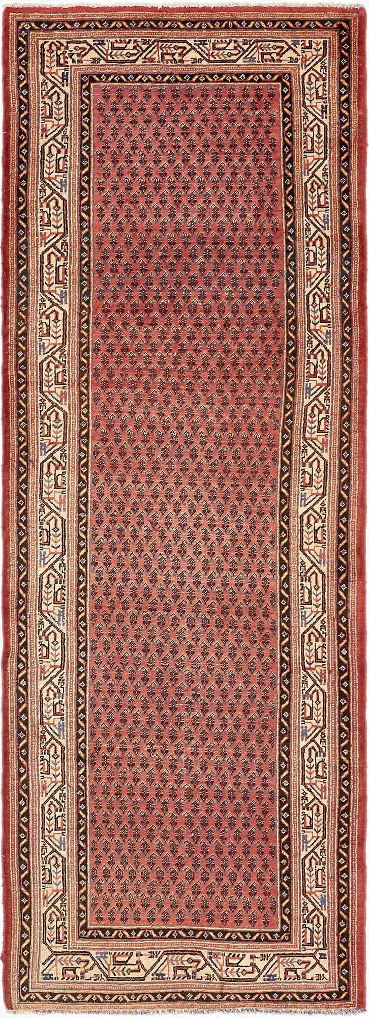 3' 6 x 10' 2  Hand Knotted Botemir Persian Wool Runner Rug