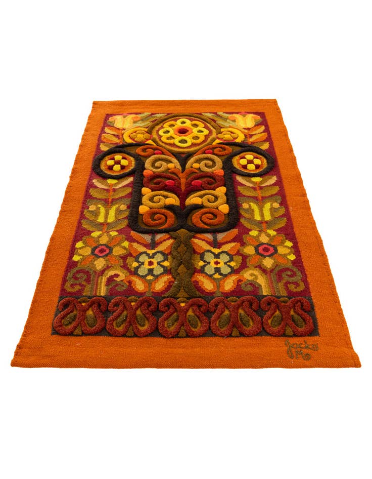 Detail image of 2' 3 x 3' 6 Hand Knotted Carved Pekin Wool Runner Rug