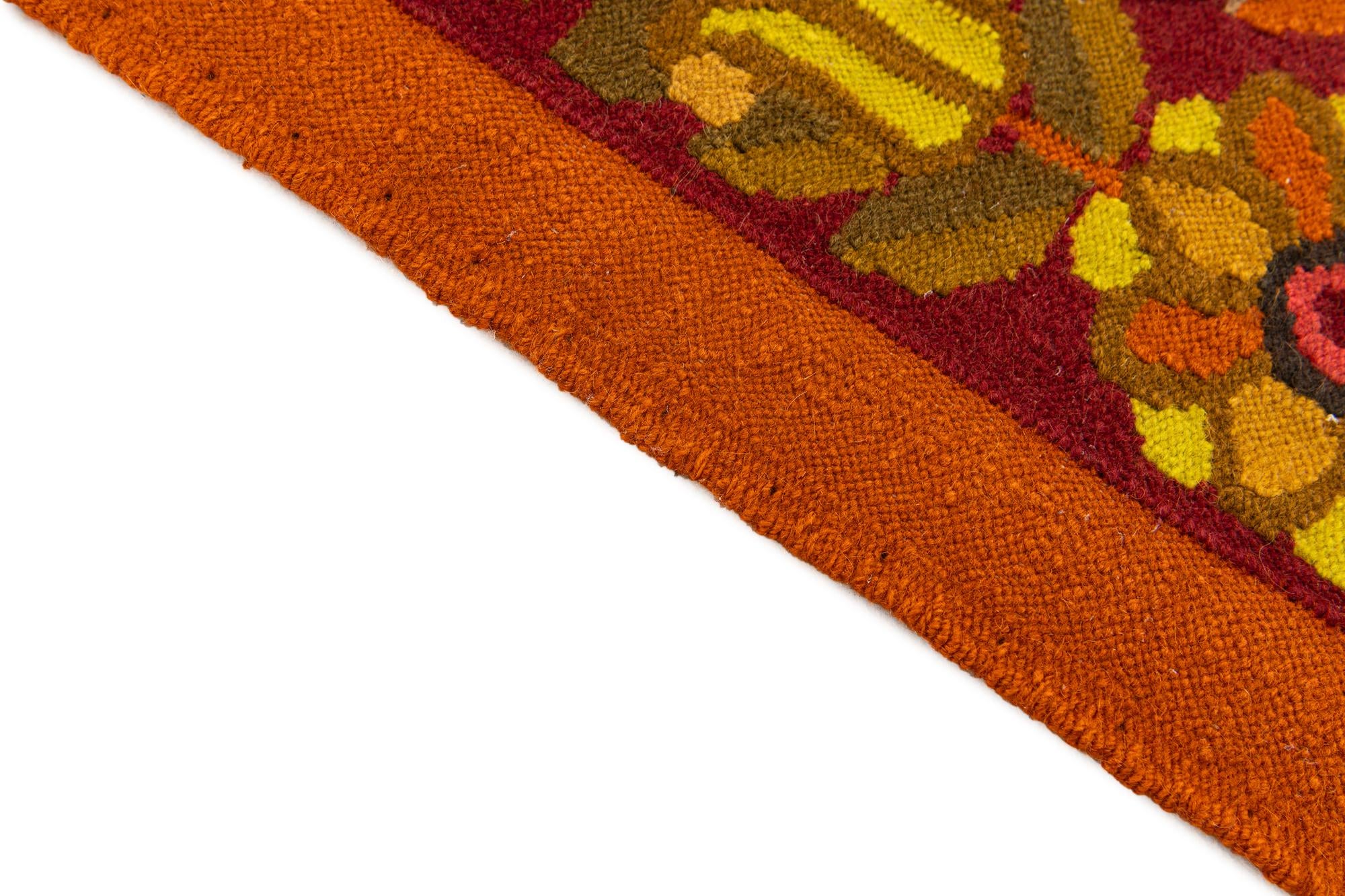 2' 3 x 3' 6 Hand Knotted Carved Pekin Wool Runner Rug