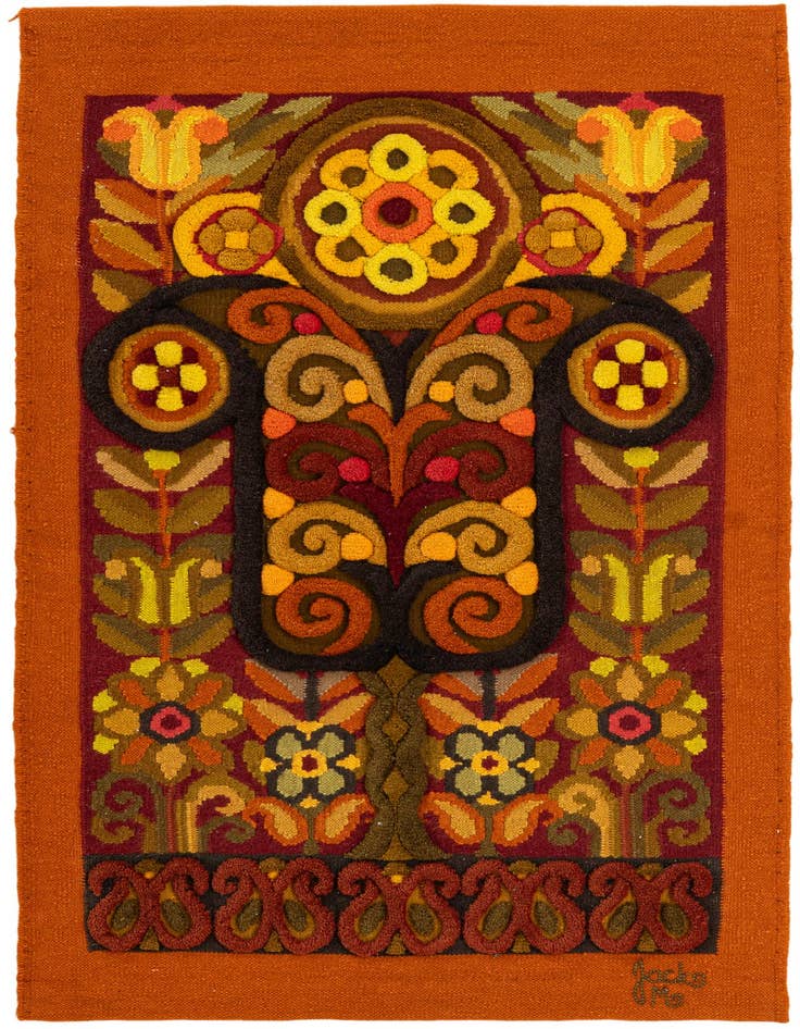 Detail image of 2' 3 x 3' 6 Hand Knotted Carved Pekin Wool Runner Rug