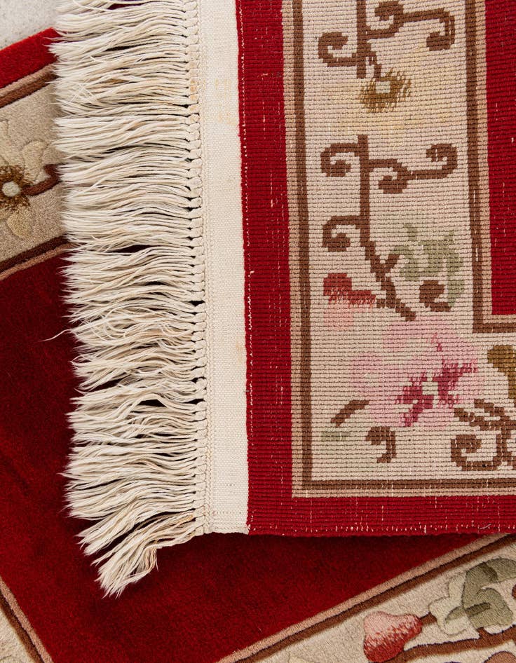 Detail image of 2' 3 x 4' 9 Hand Knotted Carved Pekin Wool Runner Rug