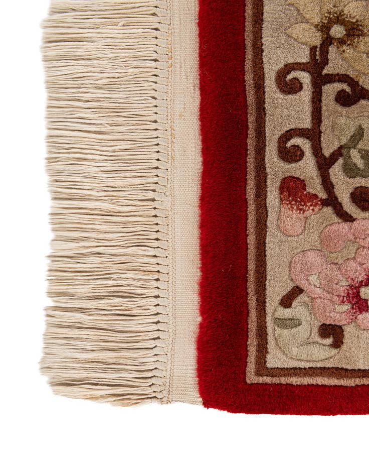 Detail image of 2' 3 x 4' 9 Hand Knotted Carved Pekin Wool Runner Rug