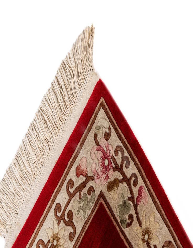 Detail image of 2' 3 x 4' 9  Hand Knotted Carved Pekin Wool Runner Rug