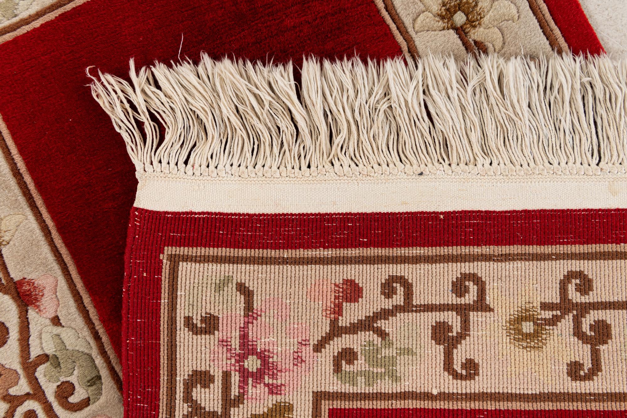2' 3 x 4' 9 Hand Knotted Carved Pekin Wool Runner Rug