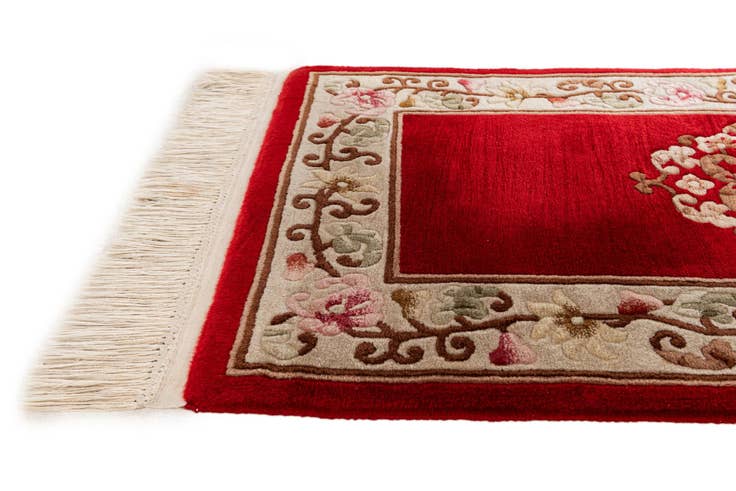 Detail image of 2' 3 x 4' 9 Hand Knotted Carved Pekin Wool Runner Rug