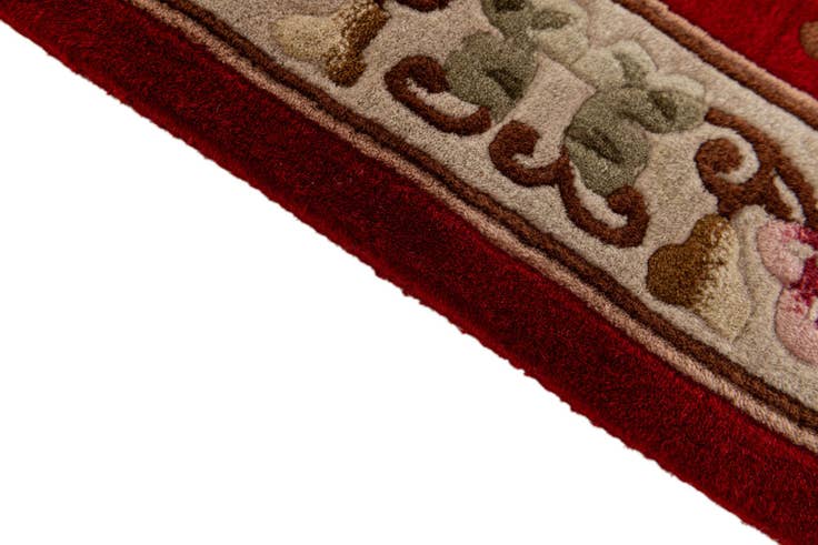 Detail image of 2' 3 x 4' 9 Hand Knotted Carved Pekin Wool Runner Rug