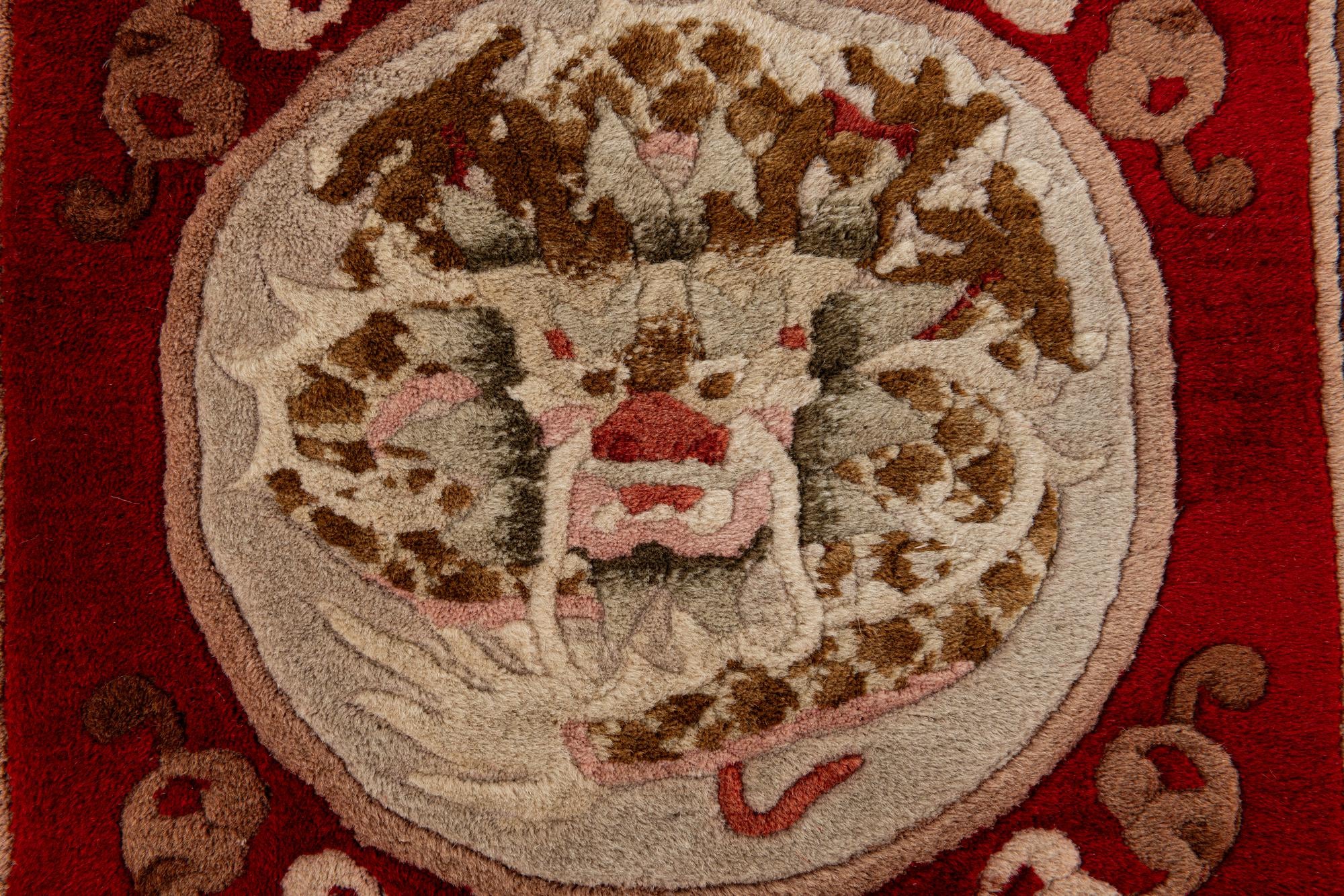 2' 3 x 4' 9 Hand Knotted Carved Pekin Wool Runner Rug