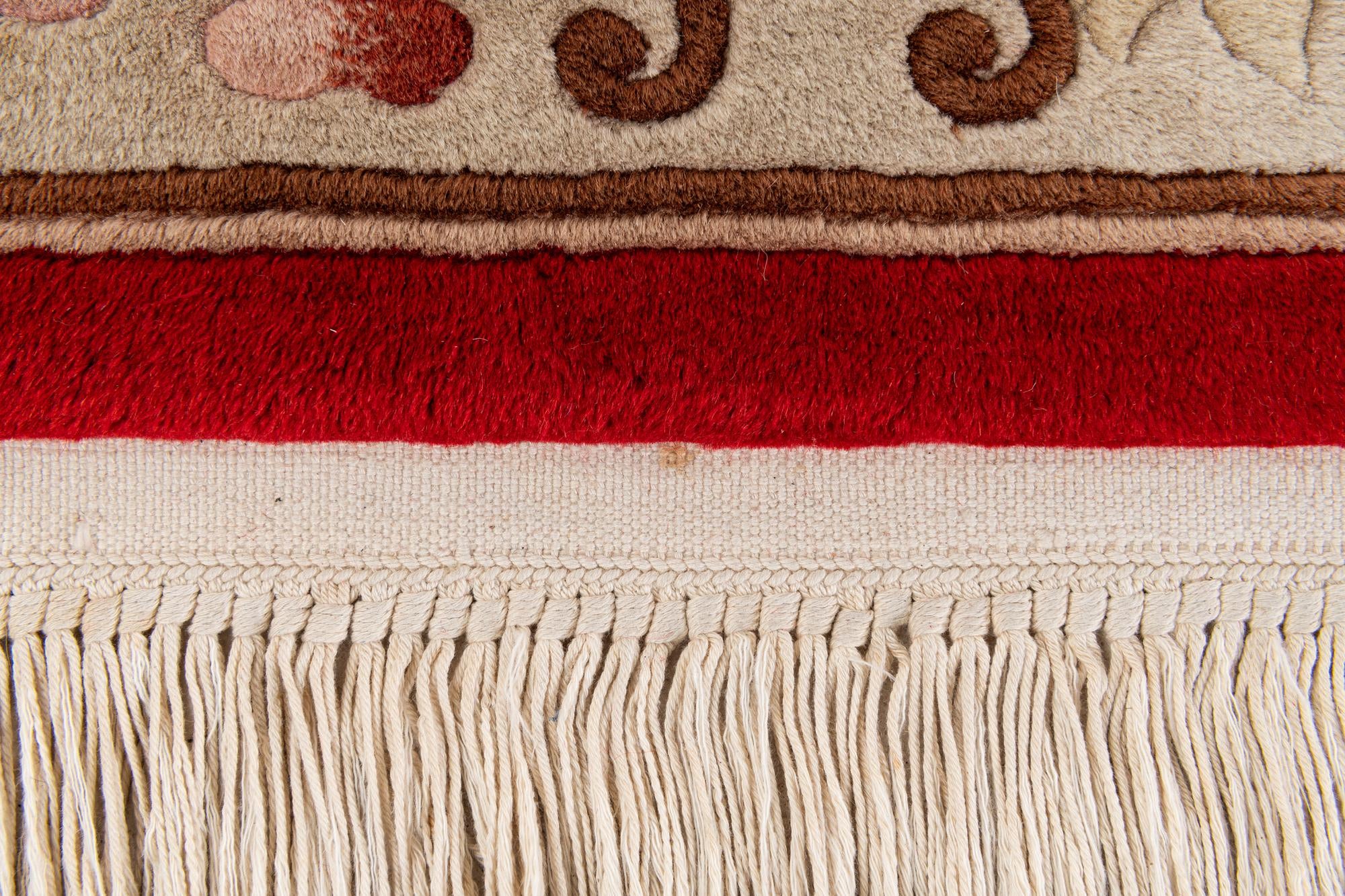 2' 3 x 4' 9 Hand Knotted Carved Pekin Wool Runner Rug