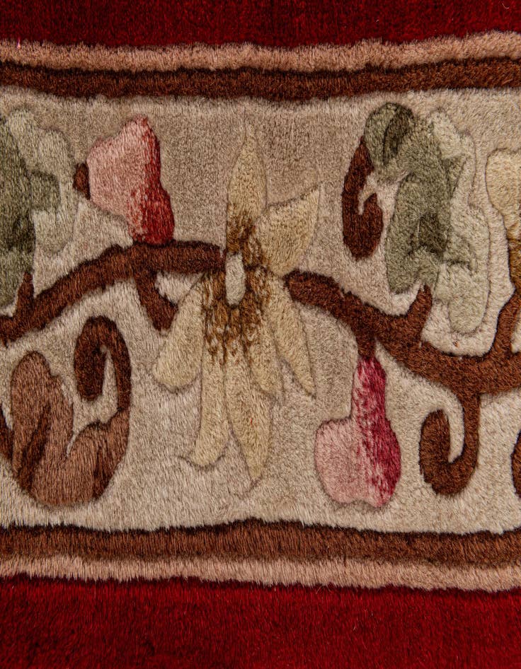 Detail image of 2' 3 x 4' 9  Hand Knotted Carved Pekin Wool Runner Rug