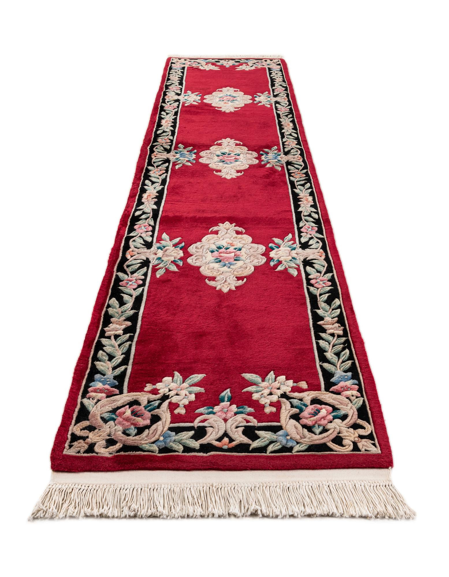 2' 7 x 12' 2 Hand Knotted Carved Pekin Wool Runner Rug