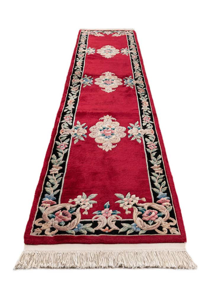 2' 7 x 12' 2 Hand Knotted Carved Pekin Wool Runner Rug