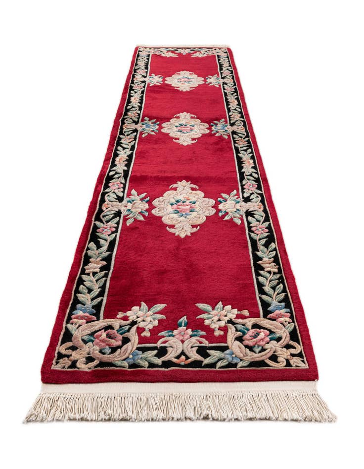 Detail image of 2' 7 x 12' 2 Hand Knotted Carved Pekin Wool Runner Rug